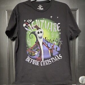 Nightmare Before Christmas T-Shirt Large Jack Skellington Black Short Sleeve Tee